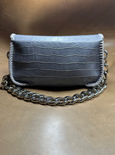Midi Braided Convertible Clutch- Grey Italian Leather