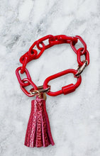 Enamel Bracelet with leather tassel