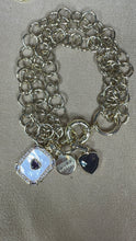 Mother Of Pearl Heart Pendant  & Crystal Cut Heart Bracelet