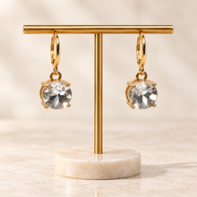 Solitaire Crystal Drop Huggie Earrings