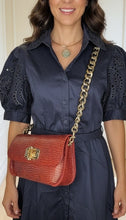 Maxi Bag - Red Croc Embossed Leather