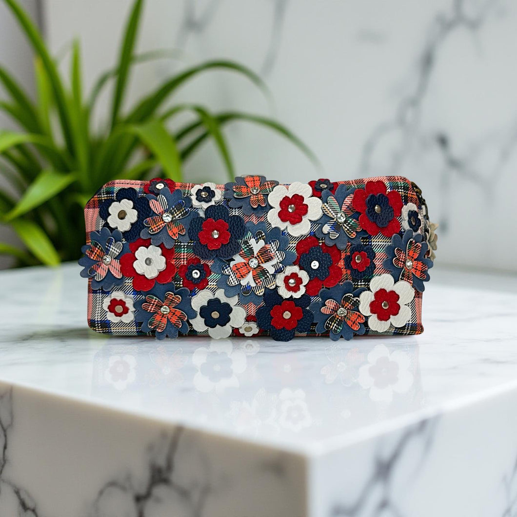 Floral Tartan Plaid Clutch