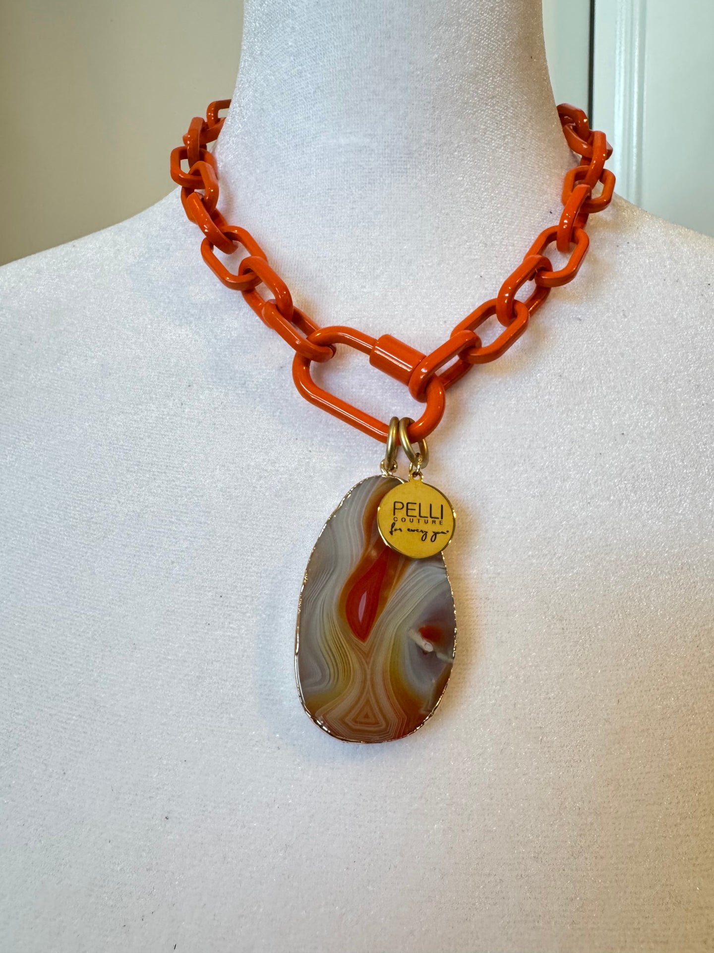 Enamel Agate Necklace- Orange