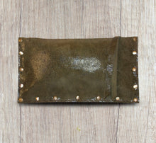 Abbey Pillow Clutch- Studded Green Glossy Dot Leather