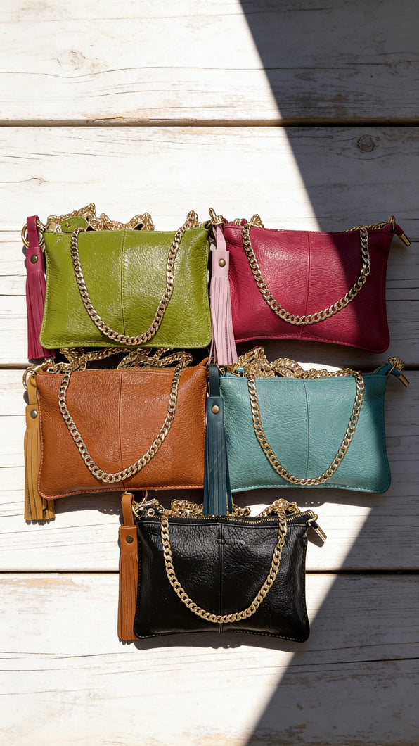 Color Block Leather Convertible Clutch