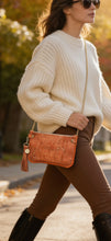 Abbey Convertible Clutch- Orange Leather