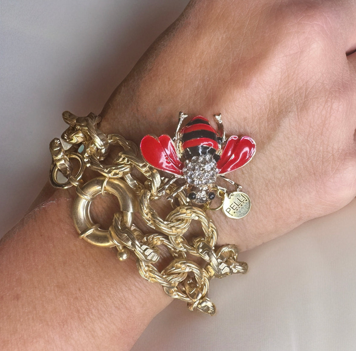 Bee Double Wrap Charm Bracelet