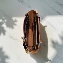 Essentials Convertible Tote- Navy Embossed Cowhide Leather- Bamboo Handles