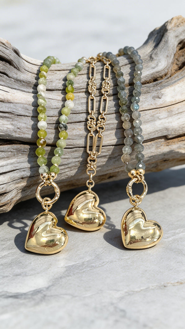 Puff Heart Pendant Necklaces