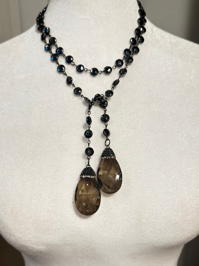 Smoky Hematite Convertible Lariat Necklace