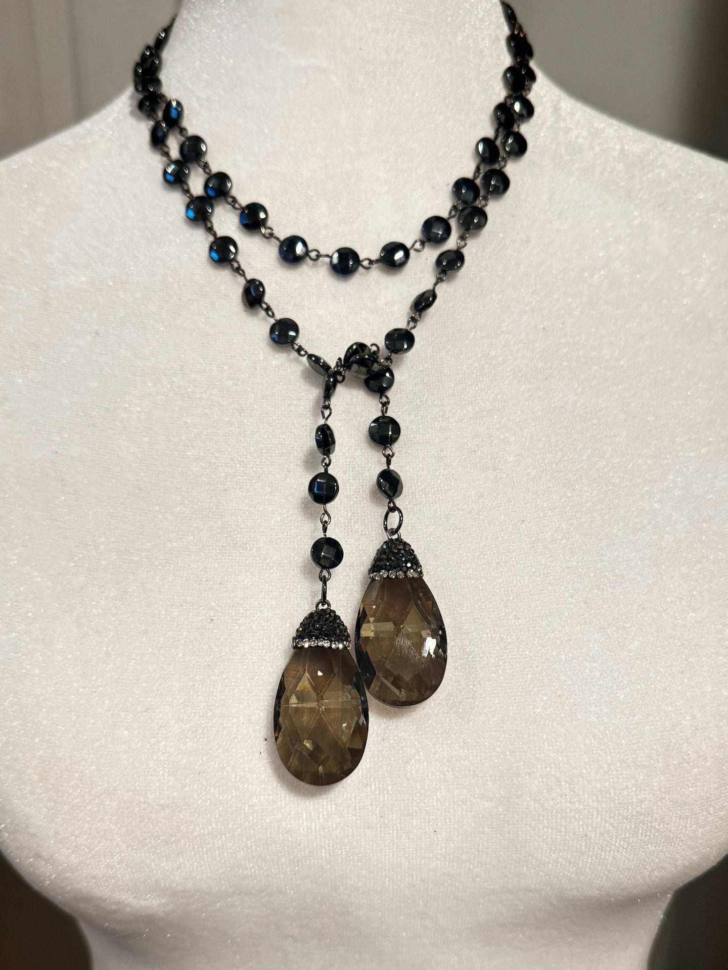 Smoky Hematite Convertible Lariat Necklace