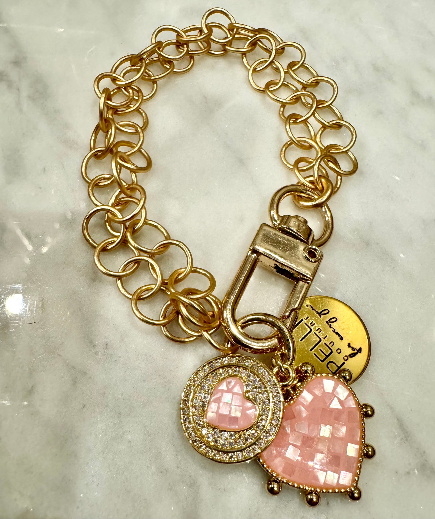 With Love- Pink Hearts Bracelet