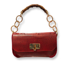 Maxi Bag - Red Croc Embossed Leather