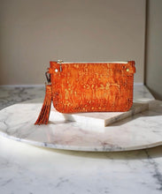 Abbey- Coral & Gold Embossed Leather
