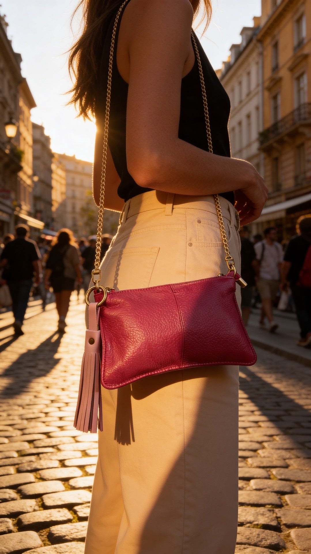 Color Block Leather Convertible Clutch