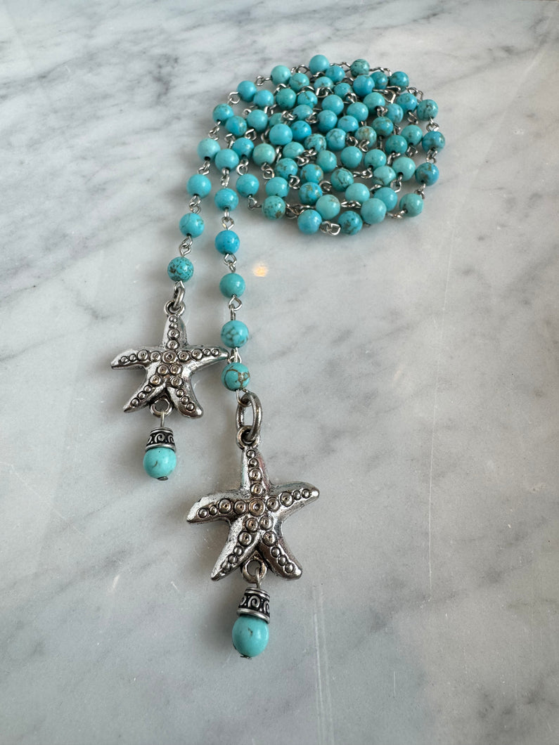 Turquoise Howlite & Stars Lariat