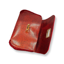 Maxi Bag - Red Croc Embossed Leather
