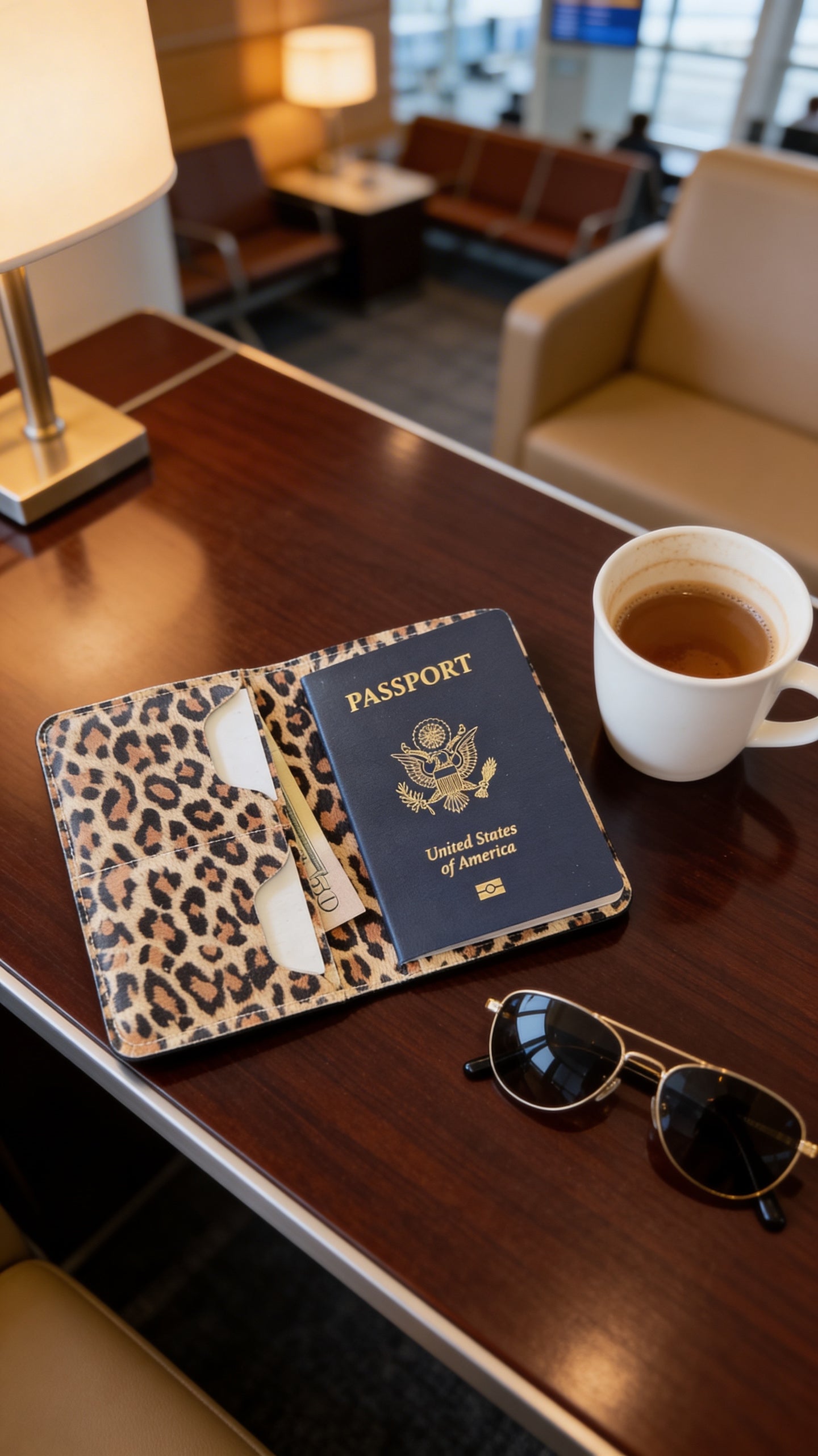Passport Wallet-Leopard Leather