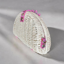 Flower Power Natural Straw Convertible Clutch