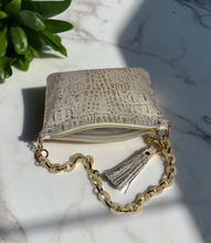 Sammy- Beige & Gold Croc