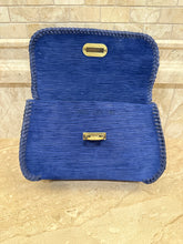 custom made to order Blue embossed Italian leather Midi Crossbody Bag