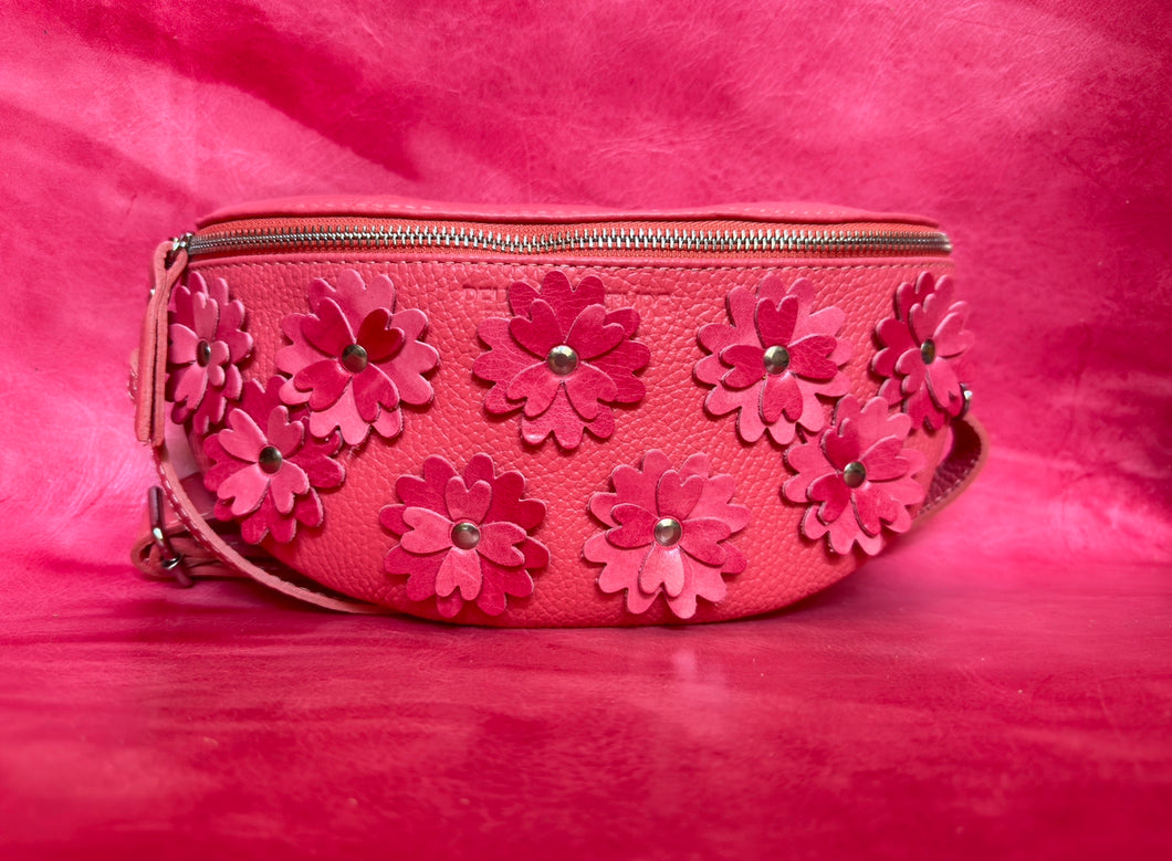 Flower Power Bum Bag - Pink Leather