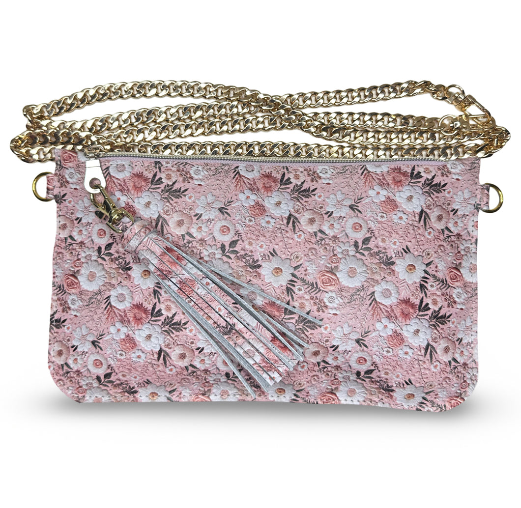 Abbey Convertible Clutch- pink floral