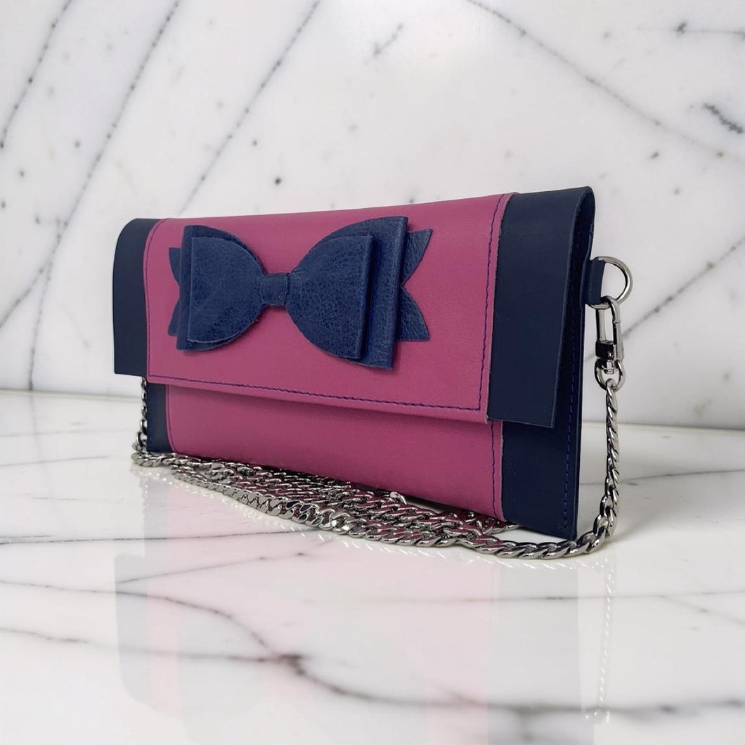 Blue Bow Convertible Clutch