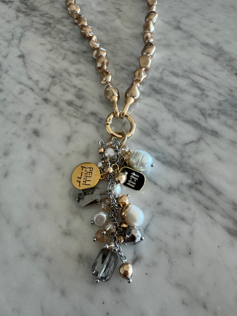 Pearl Cascading Charm Necklace