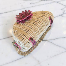 Flower Power Natural Straw Convertible Clutch