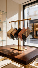 Justine Wristlet- Navy Cork with Snake Embossed Leather trim and fringe
