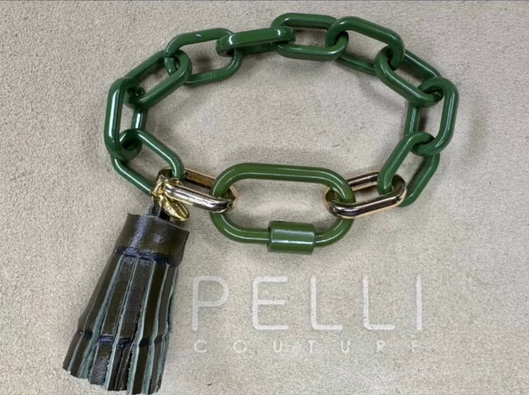 Enamel Bracelet with leather tassel