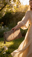 Abbey -Beige / Brown Embossed Croc Leather