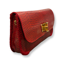 Maxi Bag - Red Croc Embossed Leather