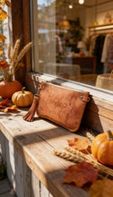 Abbey Convertible Clutch- Orange Leather
