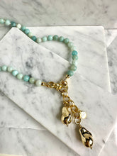 Amazonite & Pearl Drop Pendant Necklace