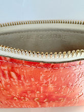 Abbey- Coral & Gold Embossed Leather