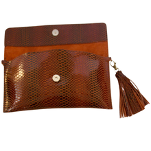 Maria Convertible Clutch-Brown Snake Embossed Print