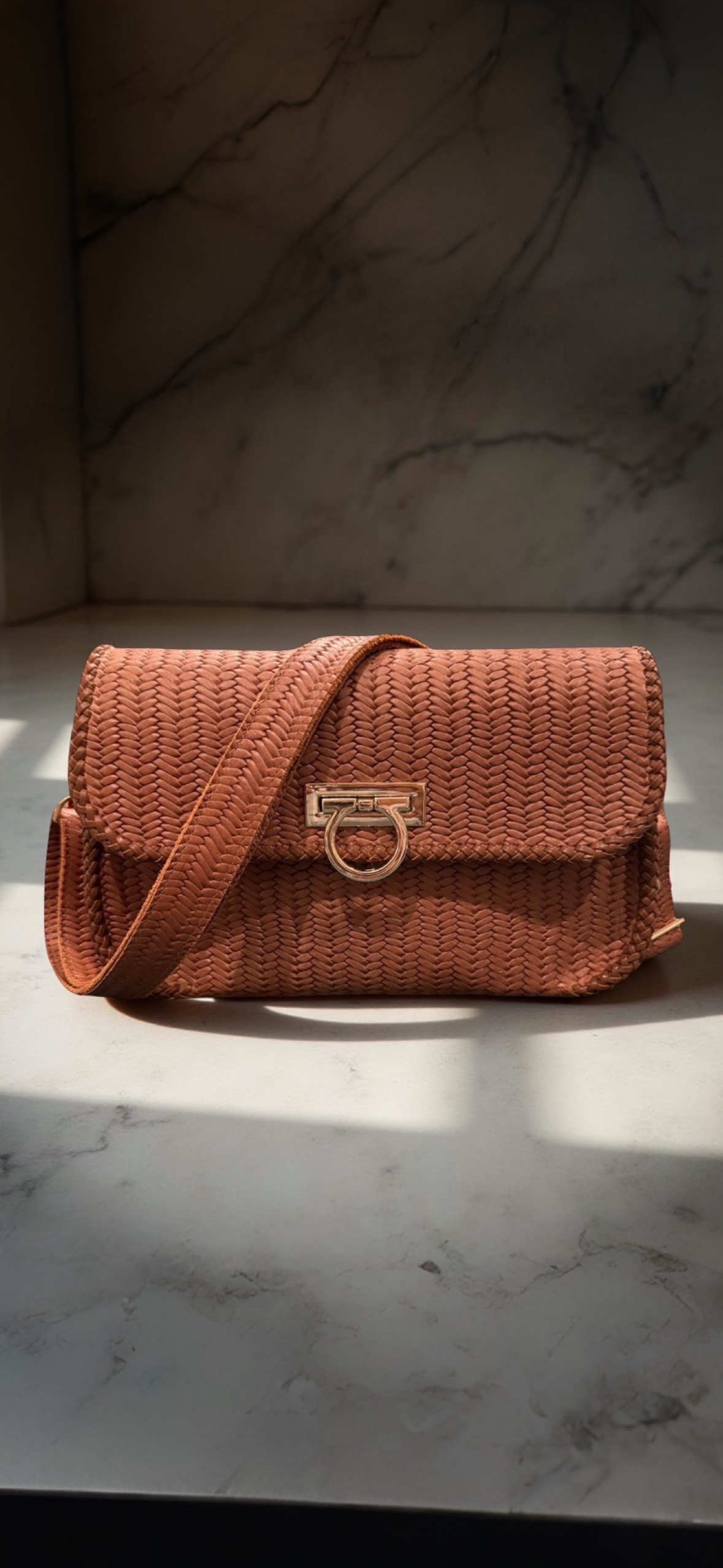 Maxi Bag- Basketweave Tan Leather
