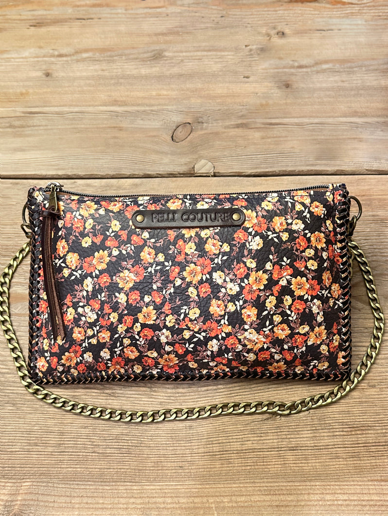Abbey Brown Floral Convertible Clutch
