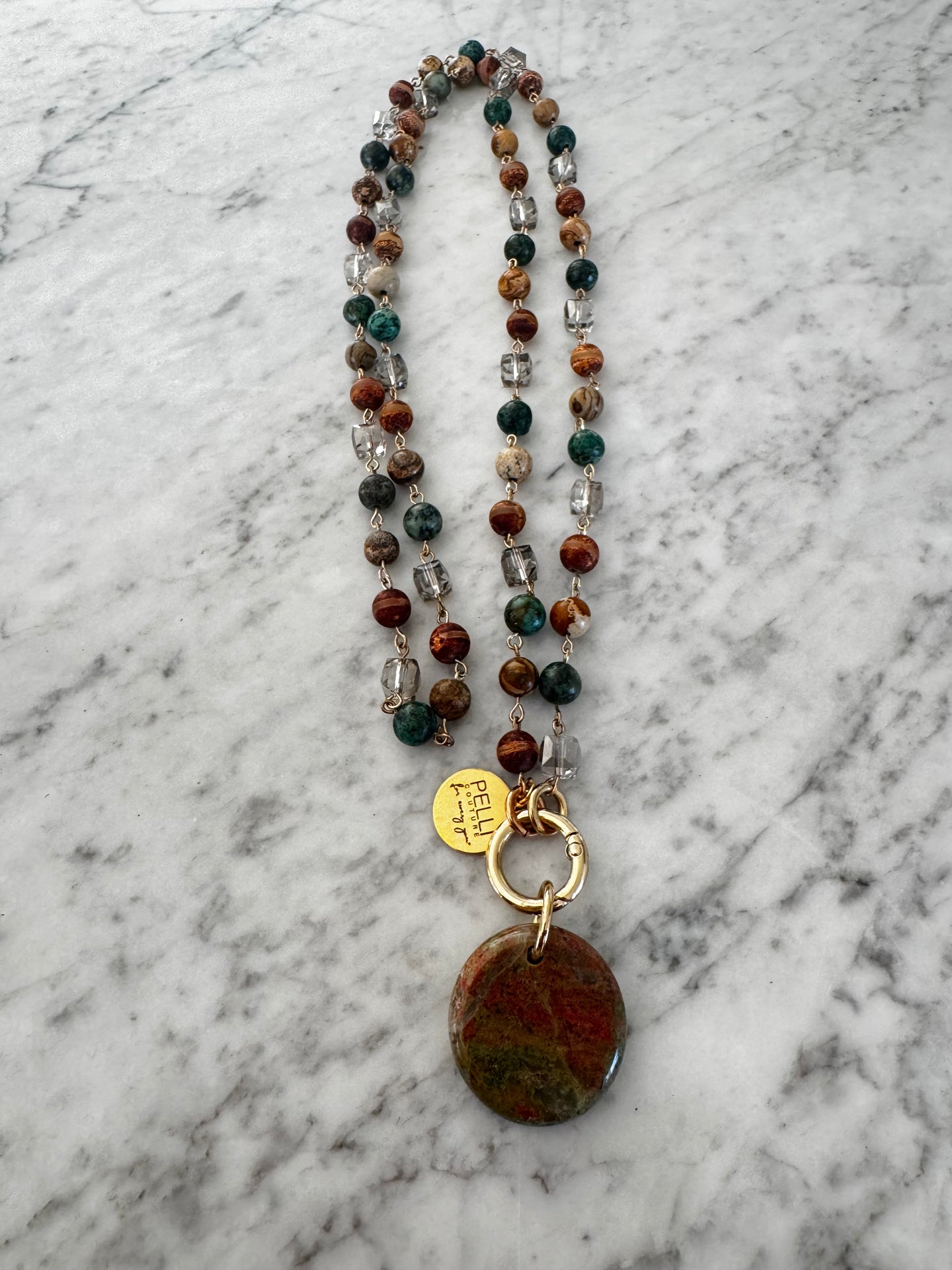 African Turquoise, Jasper & Crystal Convertible Necklace