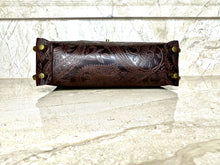 Lola- Paisley Embossed Brown Leather Convertible Clutch/Shoulder bag