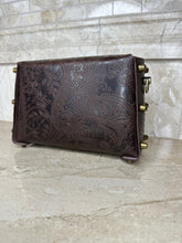 Lola- Paisley Embossed Brown Leather Convertible Clutch/Shoulder bag