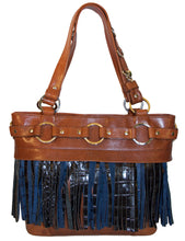 Attachable Blue Leather Fringe for Jessica Tote Bag