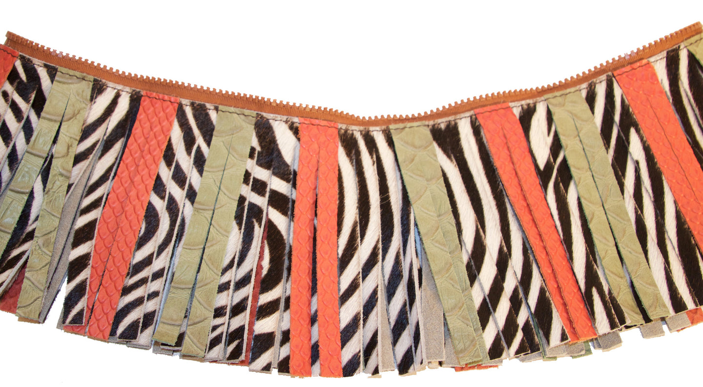 Attachable Leather Zebra Fringe for Jessica Tote Bag