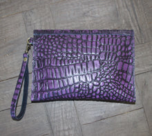 Kylie Clutch- Alligator Embossed Leather- Purple