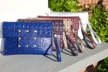 Kylie Clutch- Alligator Embossed Leather- Blue