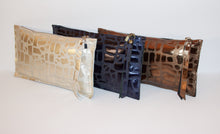 Abbey Pillow Clutch- Metallic Blue, Champagne or Bronze Embossed Giraffe Leather