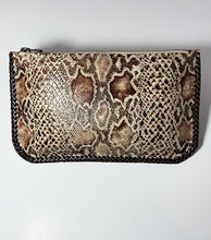 Brown Snake Embossed Convertible Clutch