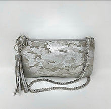 Gray Camouflage Convertible Leather Clutch with Tassel Keychain Bag Clip